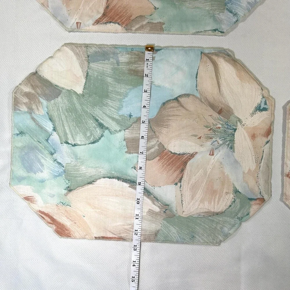 Set of 4 VTG Abstract Pastel Floral Cloth Placemats 80s Golden Girls/Granny Core